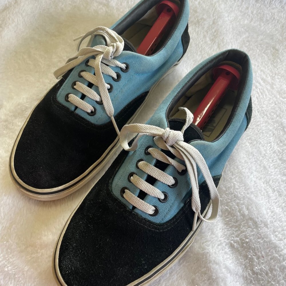 Vans Era Black & Blue Suede Skate Sneaker Shoes Men's Size 10  *